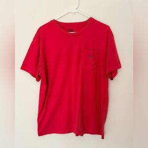 90s Polo Ralph Lauren Oversized Preppy Red Pocket Tee L Blue Pony Vintage Y2K
